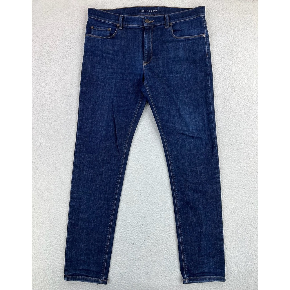 Mott & Bow Jeans Mens 36x32 Blue Slim Skinny Stretch Denim Dark Wash Pants